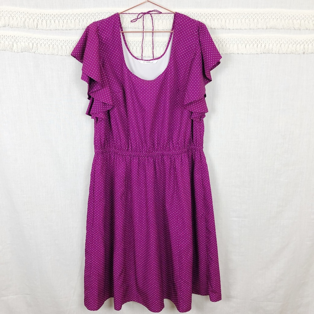 Eshakti Custom Flutter Sleeve Dot Crepe Dress16-18 - image 1